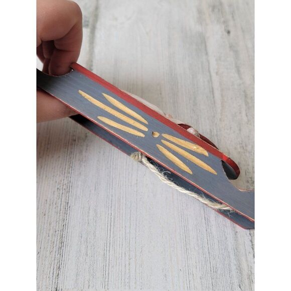 Santa Claus face wooden sled ornament Xmas Decor - Picture 5 of 5